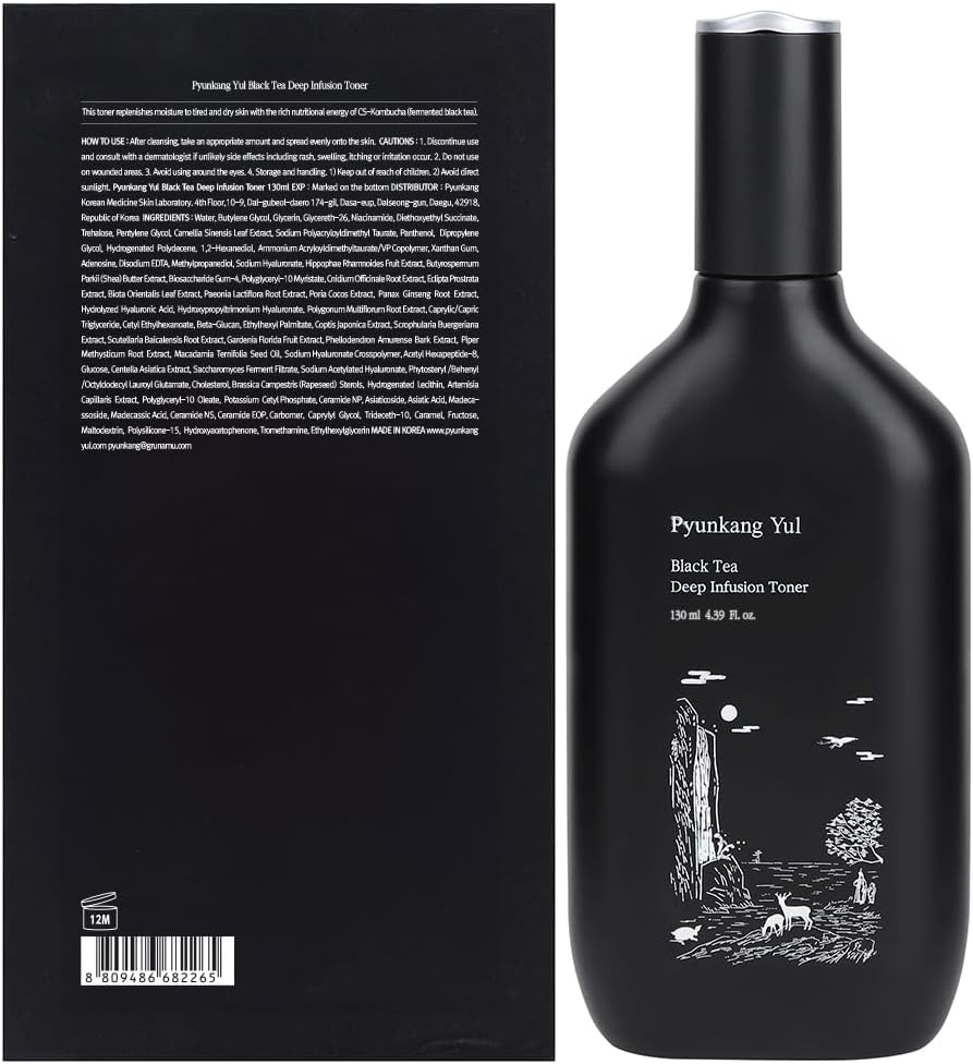 Pyunkang Yul PKY Black Tea Deep Infusion Toner for Anti-Aging, Rich Moisture Toner for Fine Line Care & Firmer Facial Skin, Zero-Irritation, Korean Skincare (4.39 Fl. Oz, 130ml)