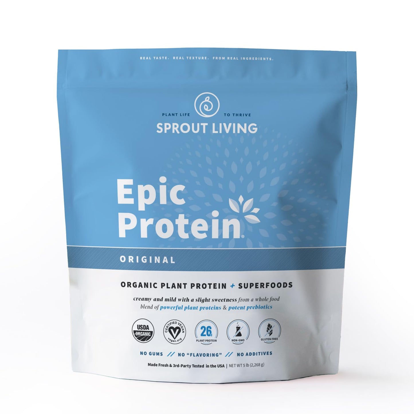 Sprout Living Epic Protein, Plant Based Protein & Superfoods Powder, Chocolate Maca Powder | 20 Grams Organic Protein Powder, Vegan, Non Dairy, Non-GMO, Gluten Free, Low Sugar (1 Pound, 12 Servings)