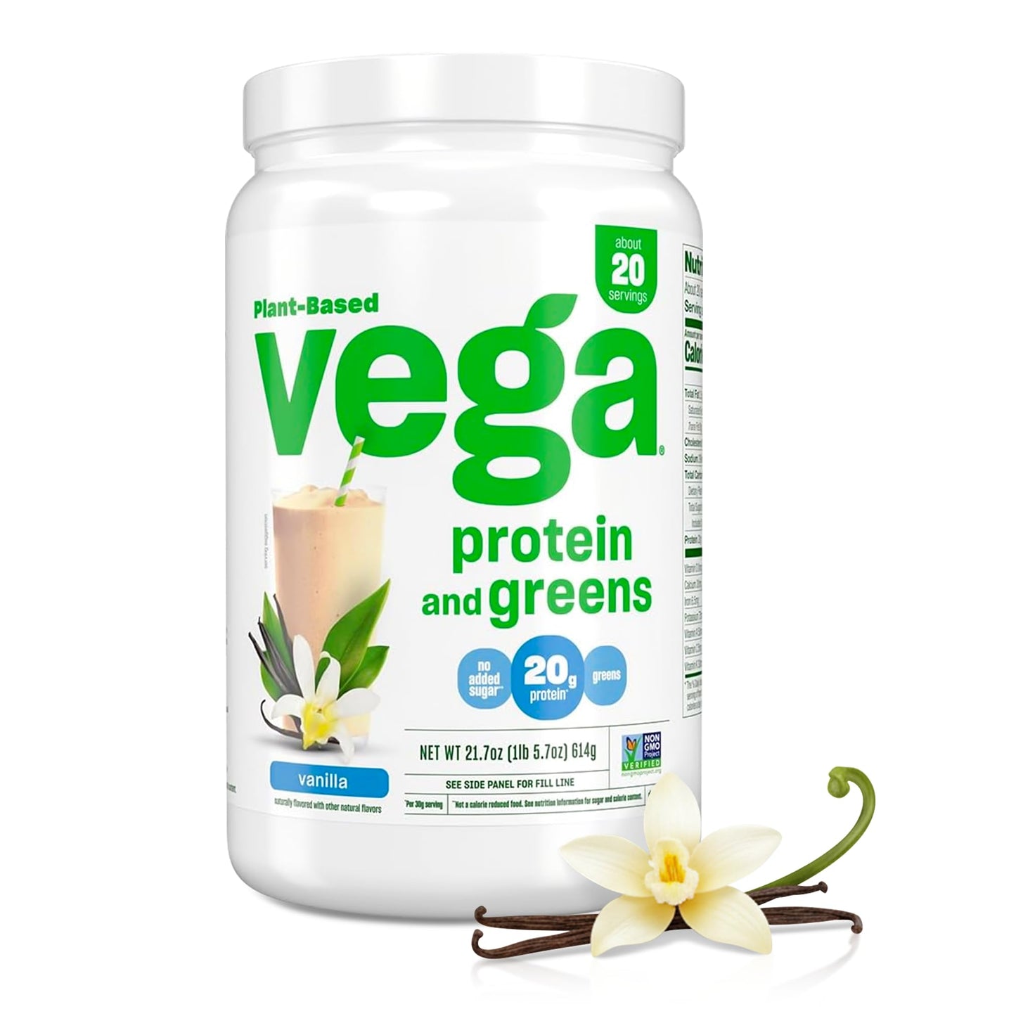 Vega Premium Protein + Supergreens, Chocolate – 20g Vegan Protein, Dairy & Gluten Free, 22.4 oz (19 Servings)