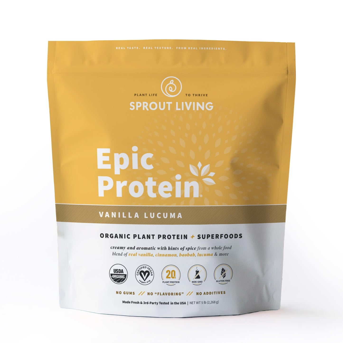Sprout Living Epic Protein, Plant Based Protein & Superfoods Powder, Chocolate Maca Powder | 20 Grams Organic Protein Powder, Vegan, Non Dairy, Non-GMO, Gluten Free, Low Sugar (1 Pound, 12 Servings)