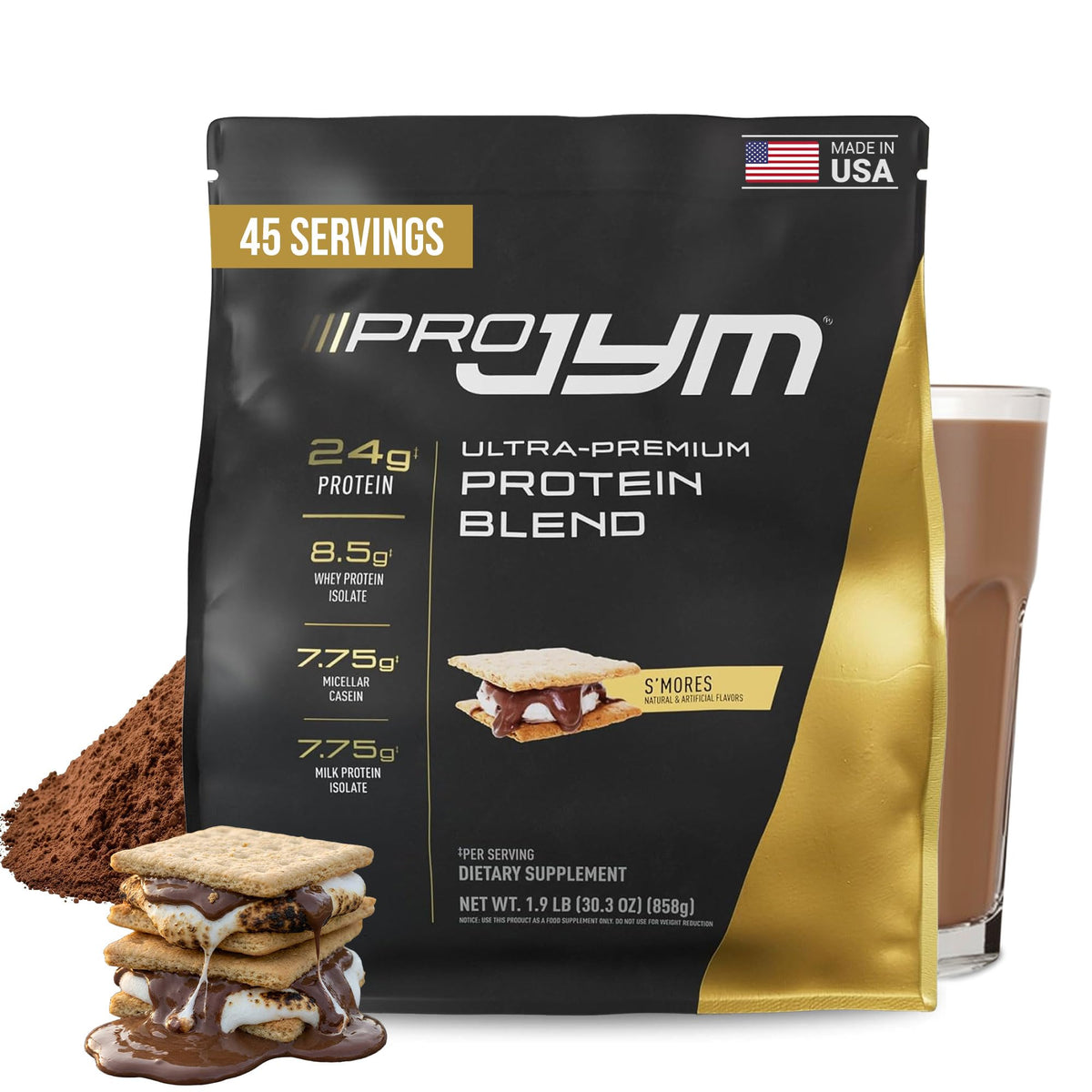 JYM Tahitian Vanilla Bean Whey & Casein Protein Powder, 1.7 lb, 22 Servings