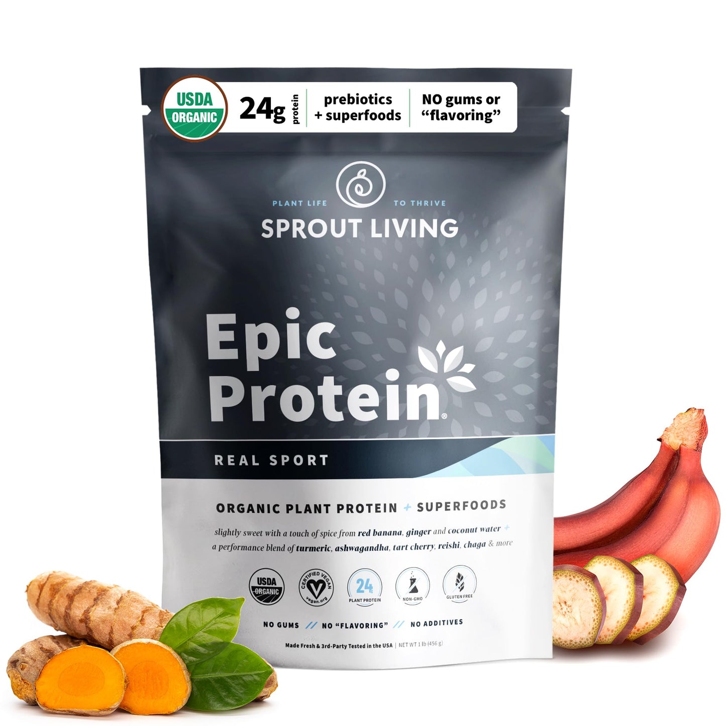 Sprout Living Epic Protein, Plant Based Protein & Superfoods Powder, Chocolate Maca Powder | 20 Grams Organic Protein Powder, Vegan, Non Dairy, Non-GMO, Gluten Free, Low Sugar (1 Pound, 12 Servings)