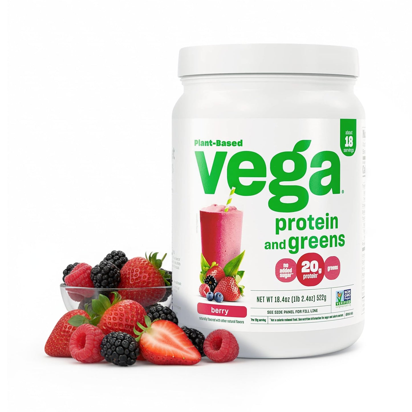 Vega Premium Protein + Supergreens, Chocolate – 20g Vegan Protein, Dairy & Gluten Free, 22.4 oz (19 Servings)