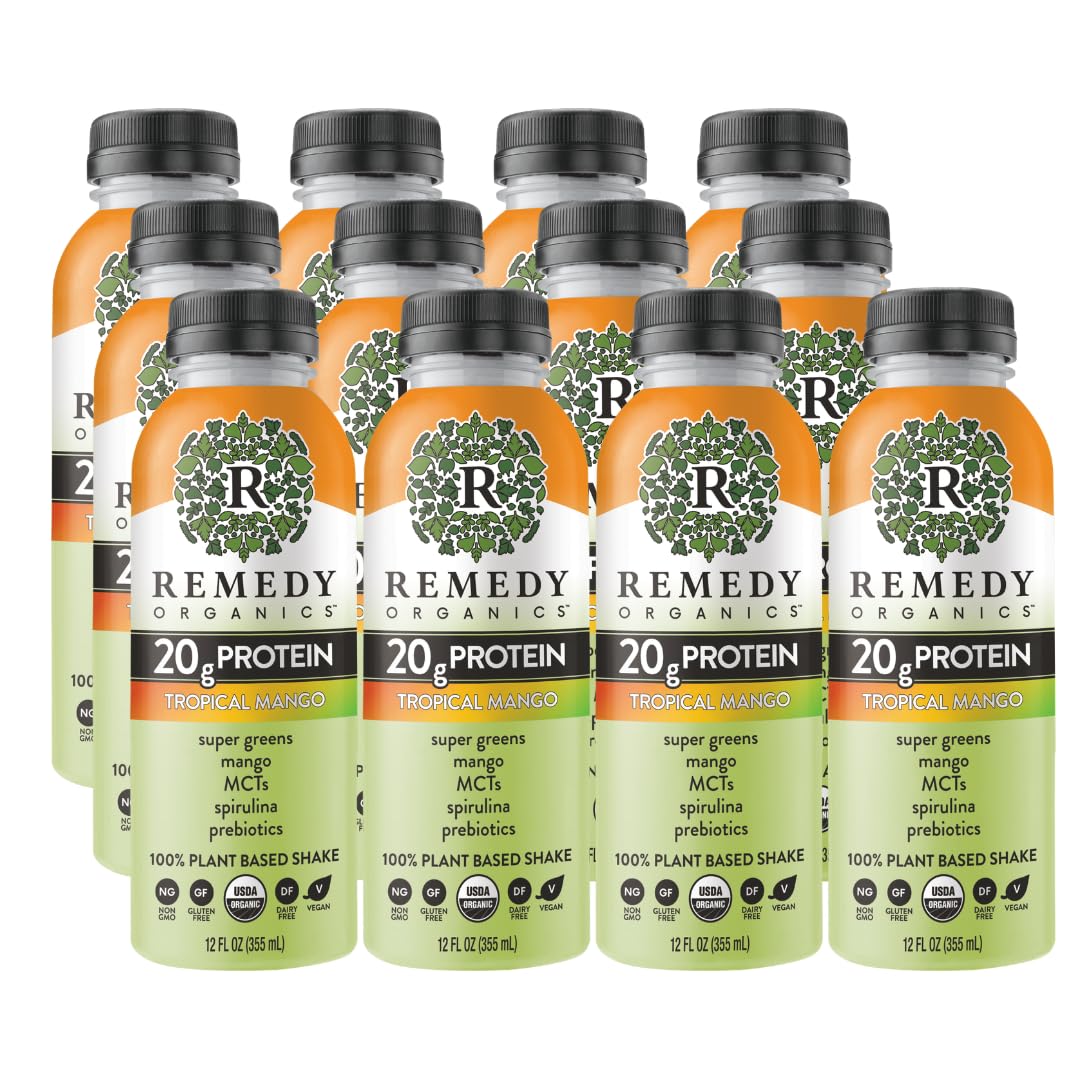 Remedy Organics Berry Immunity 12-Pack | Plant Based 20g Protein Shakes, Ready to Drink | USDA Organic, Gluten Free, Dairy Free, Soy Free