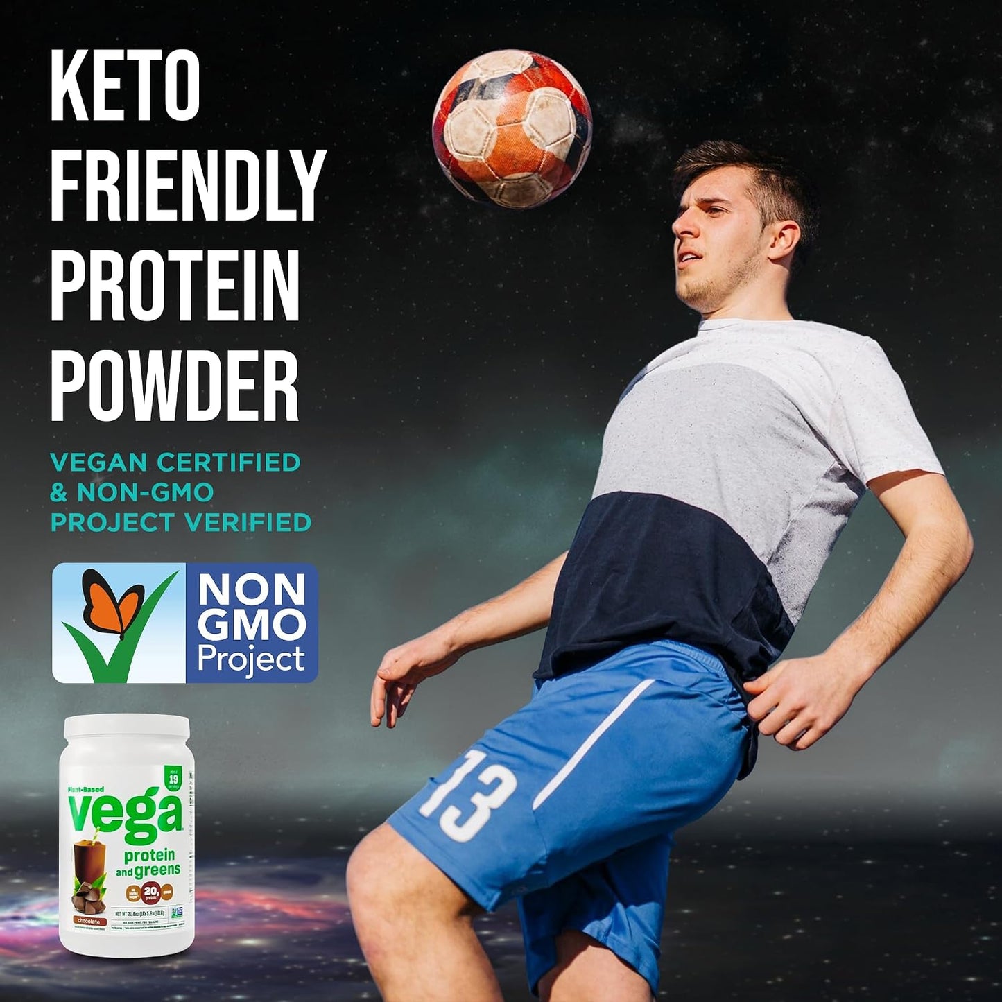 Vega Premium Protein + Supergreens, Chocolate – 20g Vegan Protein, Dairy & Gluten Free, 22.4 oz (19 Servings)