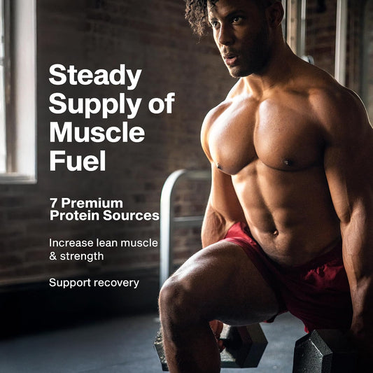 MuscleTech Platinum 8-Hour Protein Powder - 7 Premium Protein Sources with Whey & Casein Protein for Increased Lean Muscle, Strength & Improved Recovery - Milk Chocolate, 50 Servings