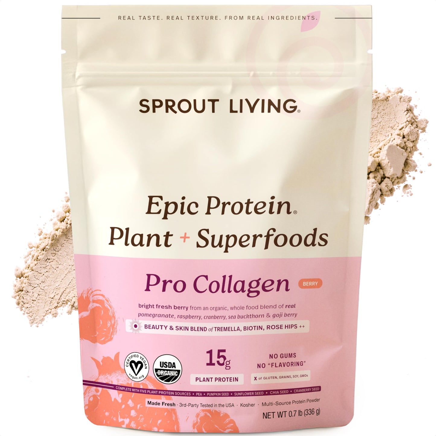 Sprout Living Epic Protein, Plant Based Protein & Superfoods Powder, Chocolate Maca Powder | 20 Grams Organic Protein Powder, Vegan, Non Dairy, Non-GMO, Gluten Free, Low Sugar (1 Pound, 12 Servings)