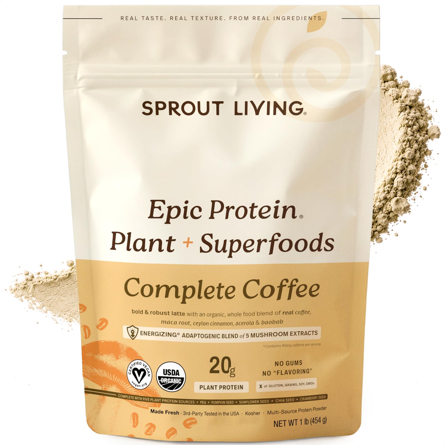Sprout Living Epic Protein, Plant Based Protein & Superfoods Powder, Chocolate Maca Powder | 20 Grams Organic Protein Powder, Vegan, Non Dairy, Non-GMO, Gluten Free, Low Sugar (1 Pound, 12 Servings)